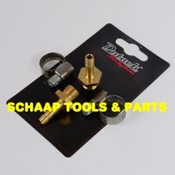 Perslucht slangpilaar  6 mm 1/4 buitendraad met slangklem per 2 verpakt | 4842112